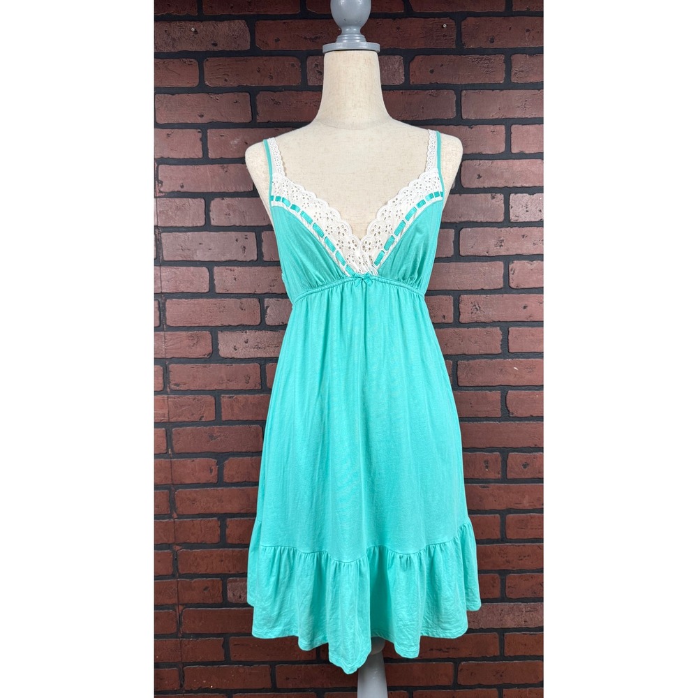 Victorias Secret Night Gown Slip Dress Bow Ribbon Babydoll Embroidered Womens L